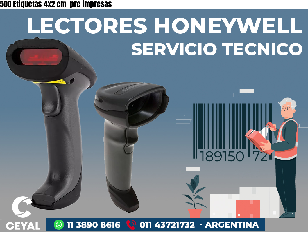 500 Etiquetas 4x2 cm  pre impresas