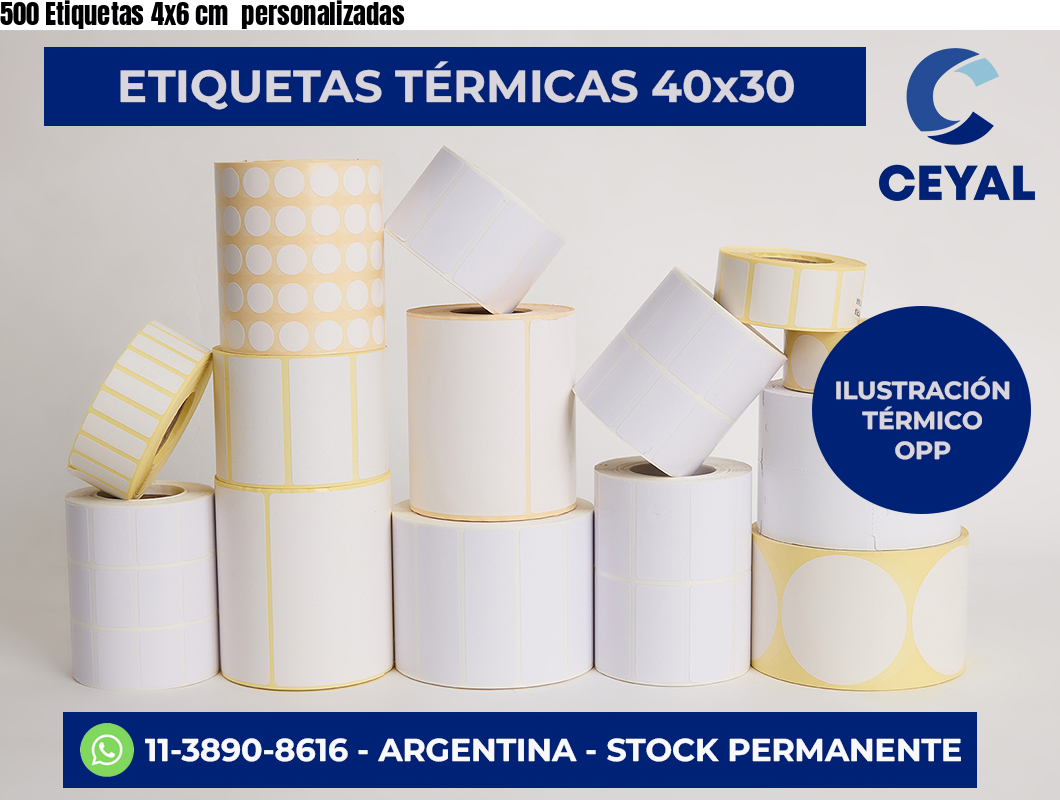 500 Etiquetas 4×6 cm  personalizadas