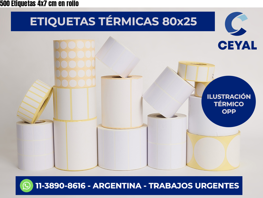 500 Etiquetas 4×7 cm en rollo