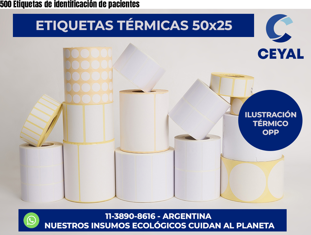 500 Etiquetas de identificación de pacientes