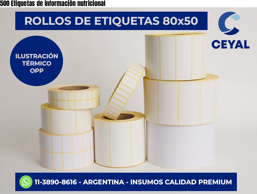 500 Etiquetas de información nutricional