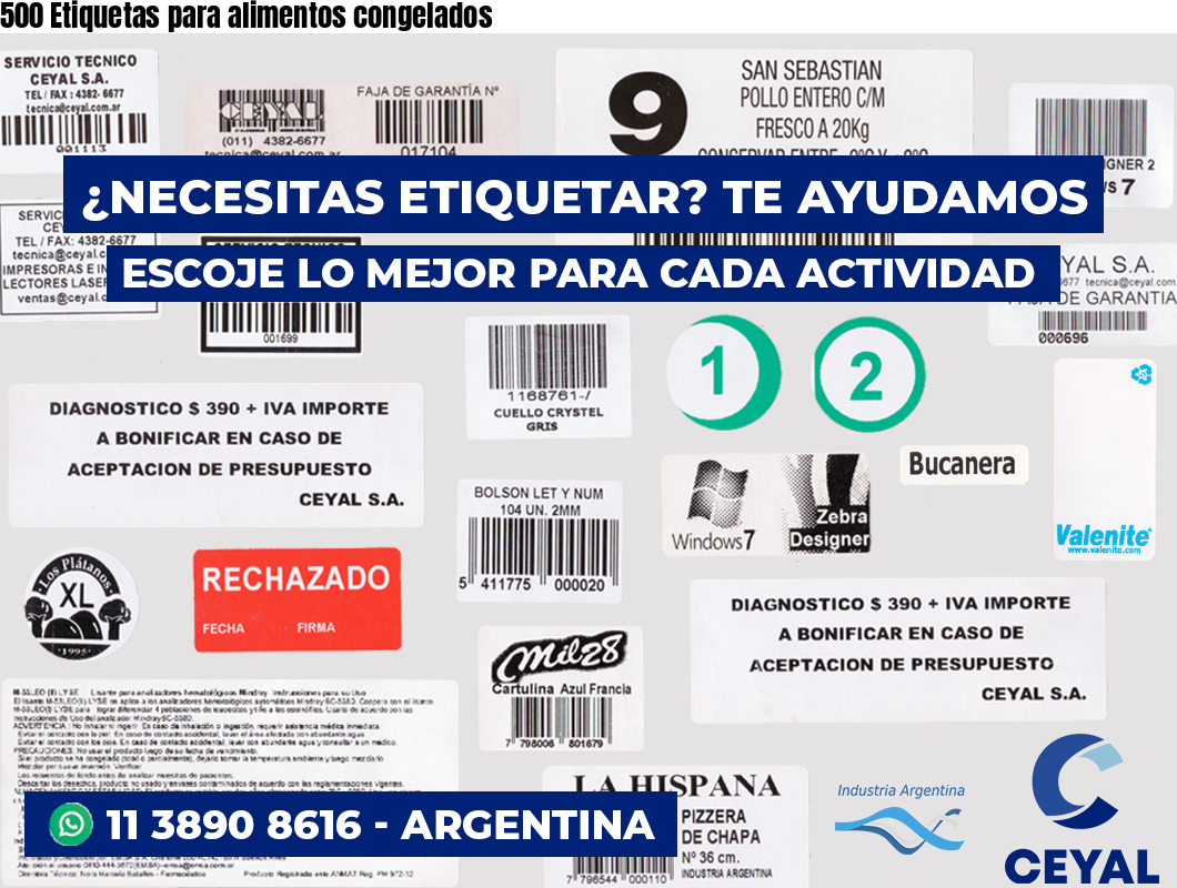 500 Etiquetas para alimentos congelados