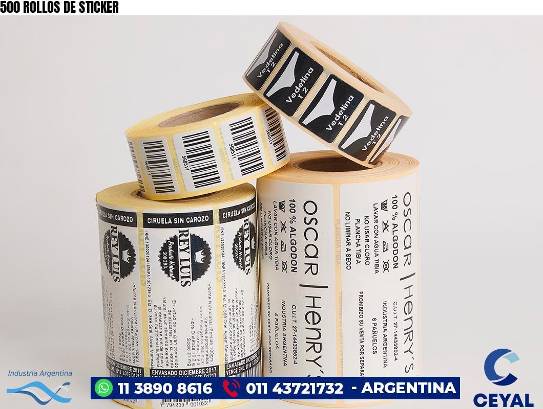 500 ROLLOS DE STICKER