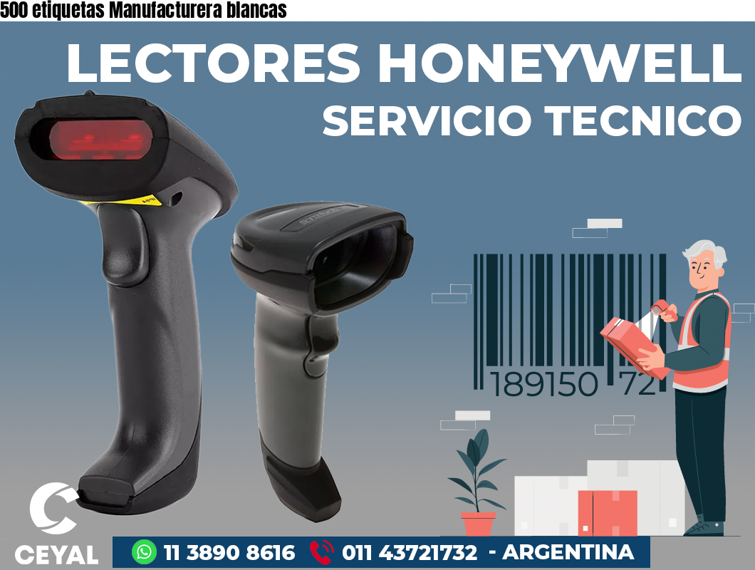 500 etiquetas Manufacturera blancas