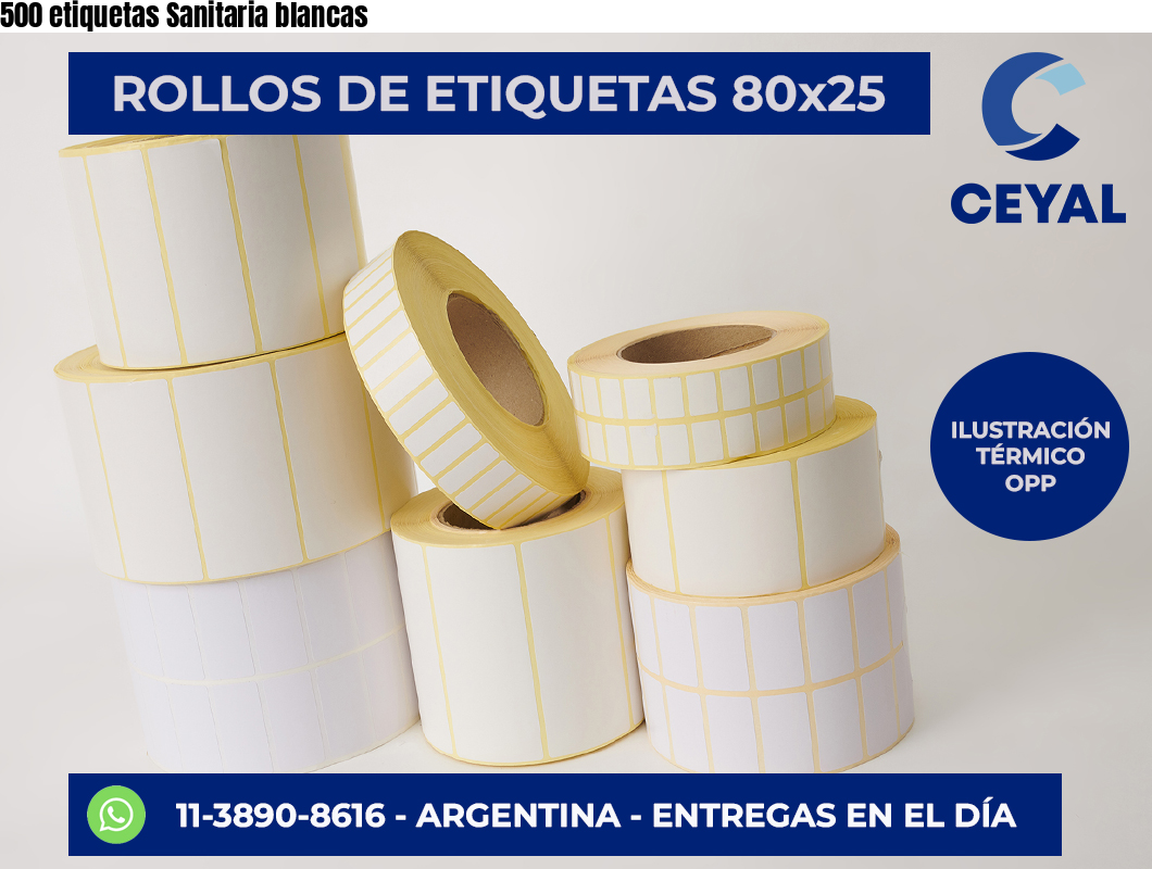 500 etiquetas Sanitaria blancas