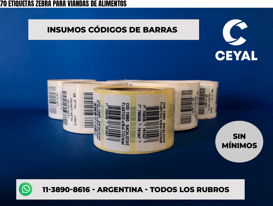 70 ETIQUETAS ZEBRA PARA VIANDAS DE ALIMENTOS