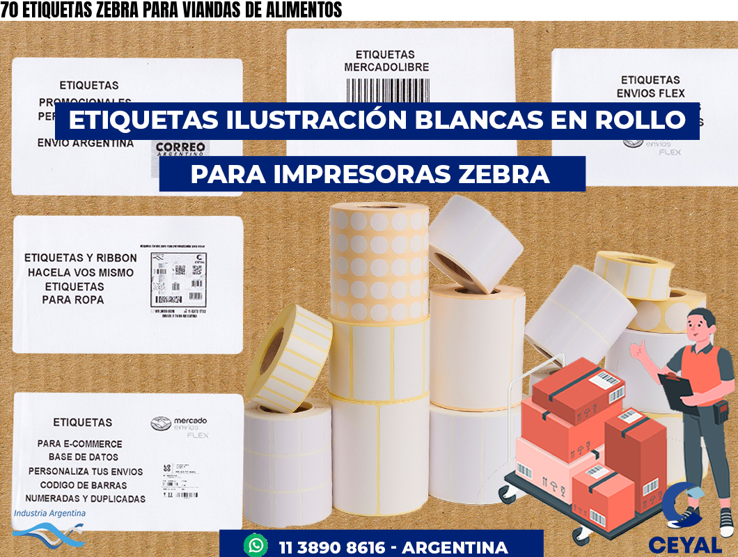 70 ETIQUETAS ZEBRA PARA VIANDAS DE ALIMENTOS