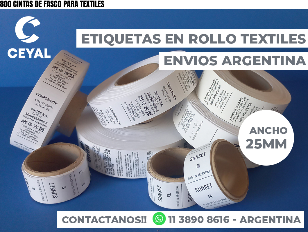 800 CINTAS DE FASCO PARA TEXTILES