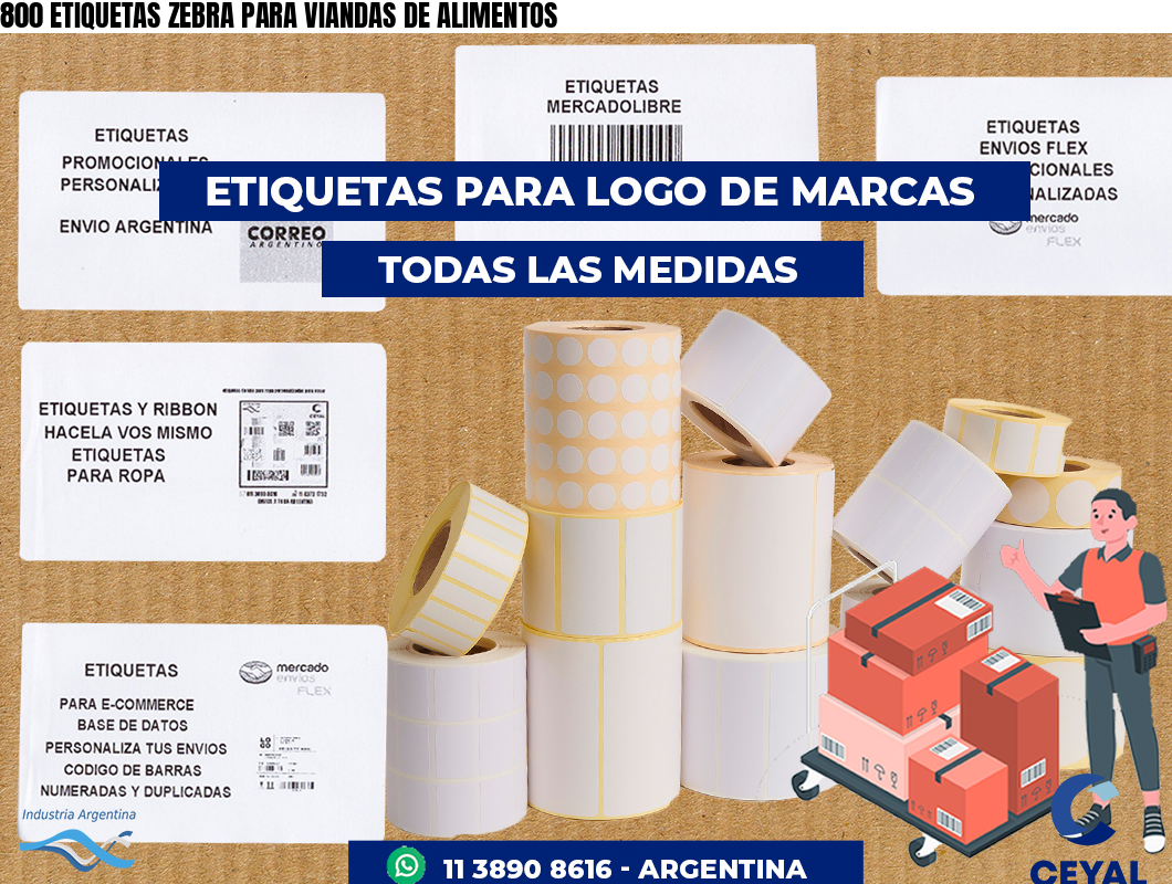 800 ETIQUETAS ZEBRA PARA VIANDAS DE ALIMENTOS
