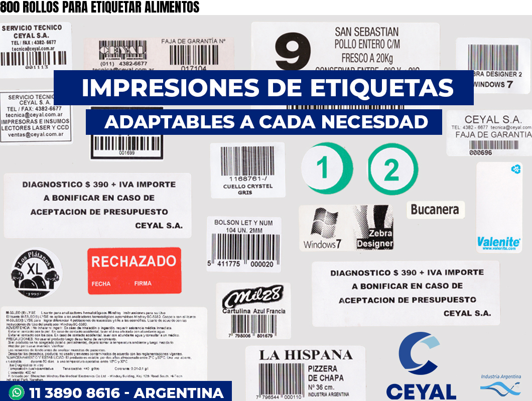 800 ROLLOS PARA ETIQUETAR ALIMENTOS