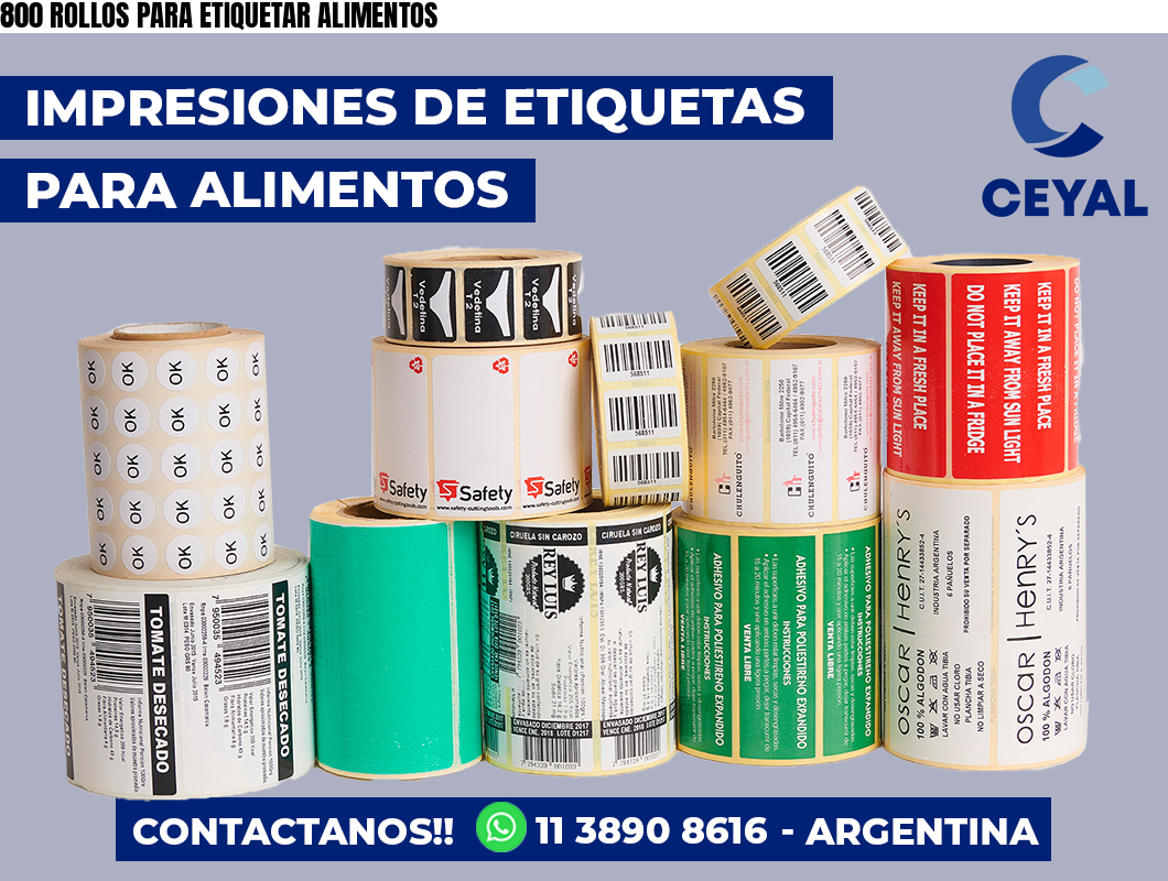800 ROLLOS PARA ETIQUETAR ALIMENTOS