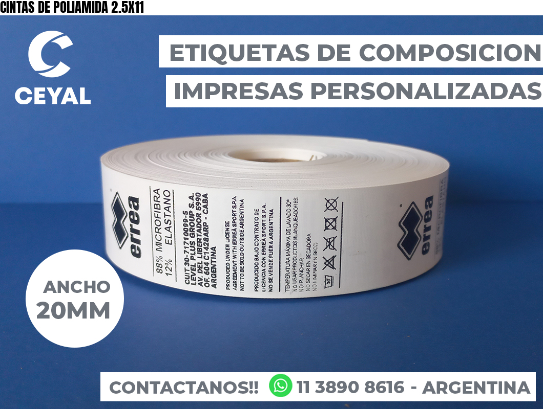 CINTAS DE POLIAMIDA 2.5X11