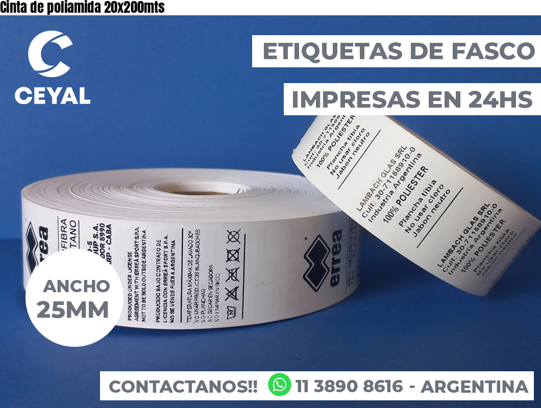 Cinta de poliamida 20x200mts