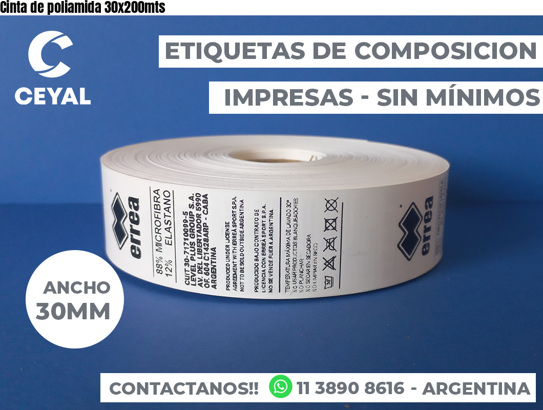 Cinta de poliamida 30x200mts