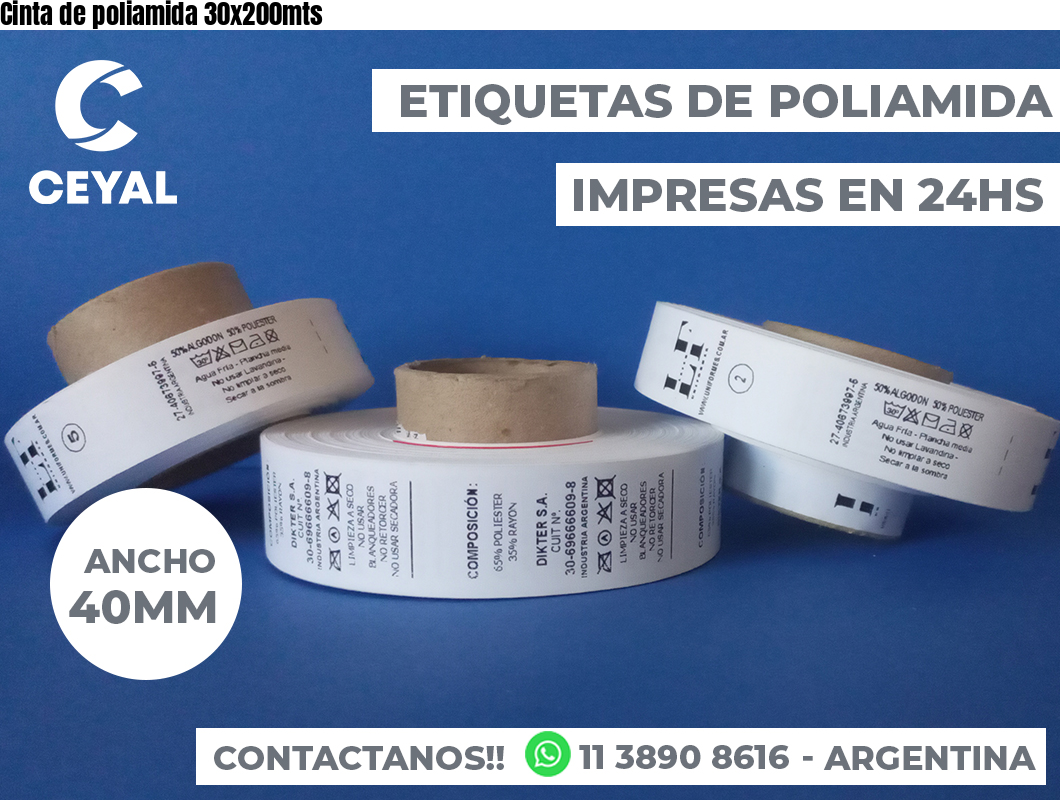 Cinta de poliamida 30x200mts