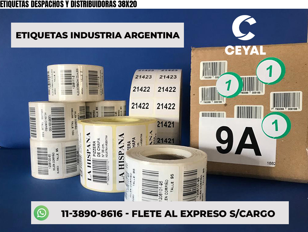 ETIQUETAS DESPACHOS Y DISTRIBUIDORAS 38X20