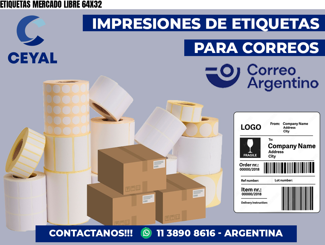 ETIQUETAS MERCADO LIBRE 64X32