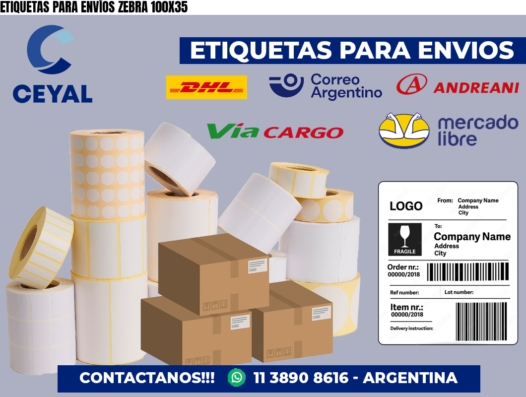 ETIQUETAS PARA ENVÍOS ZEBRA 100X35