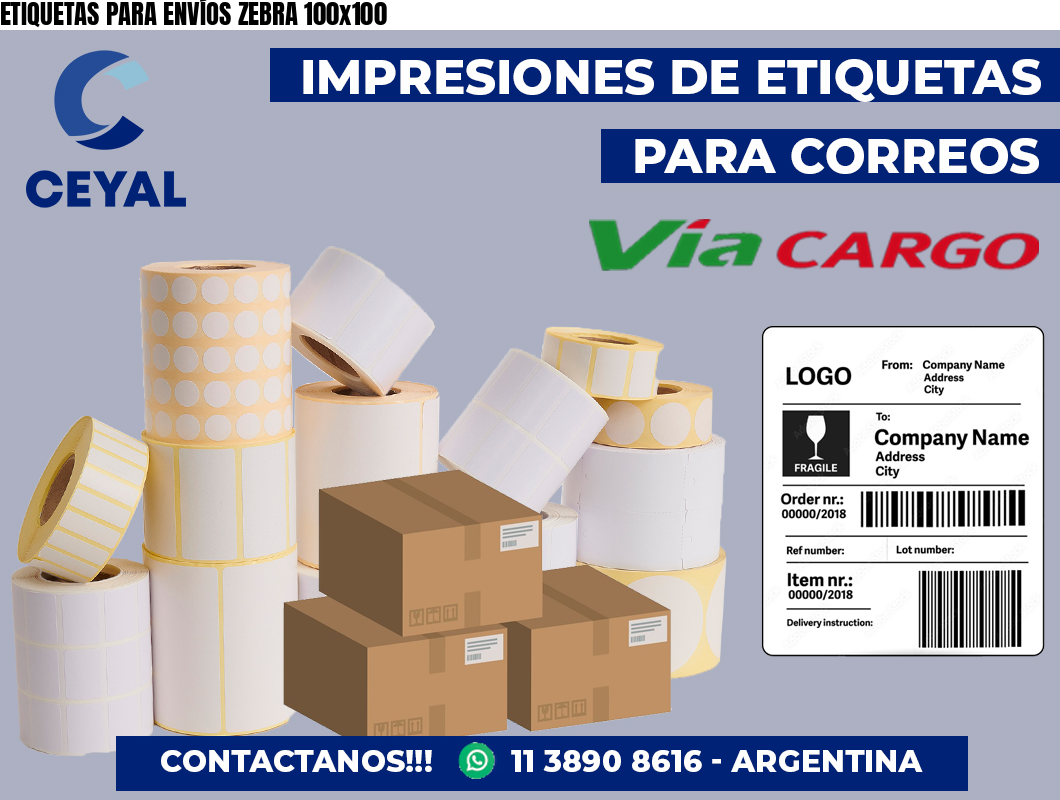 ETIQUETAS PARA ENVÍOS ZEBRA 100×100