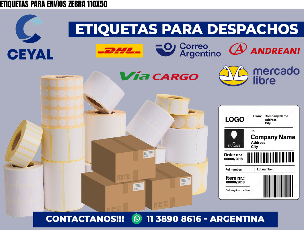 ETIQUETAS PARA ENVÍOS ZEBRA 110X50