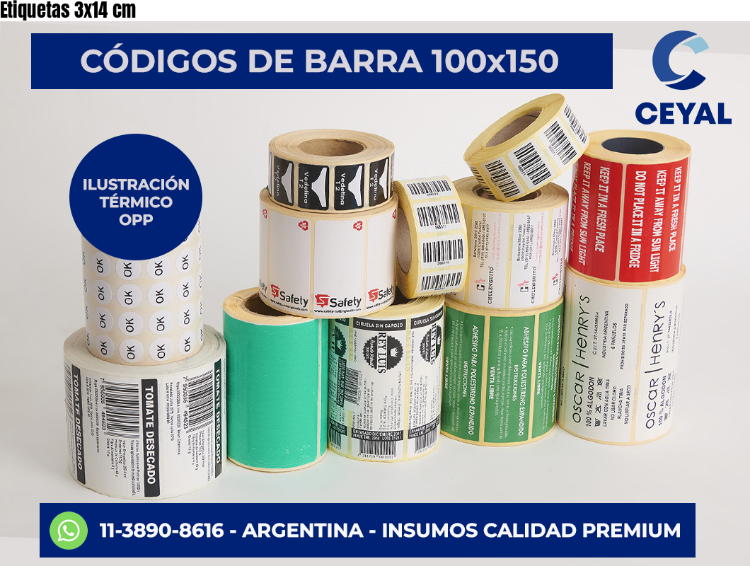 Etiquetas 3×14 cm