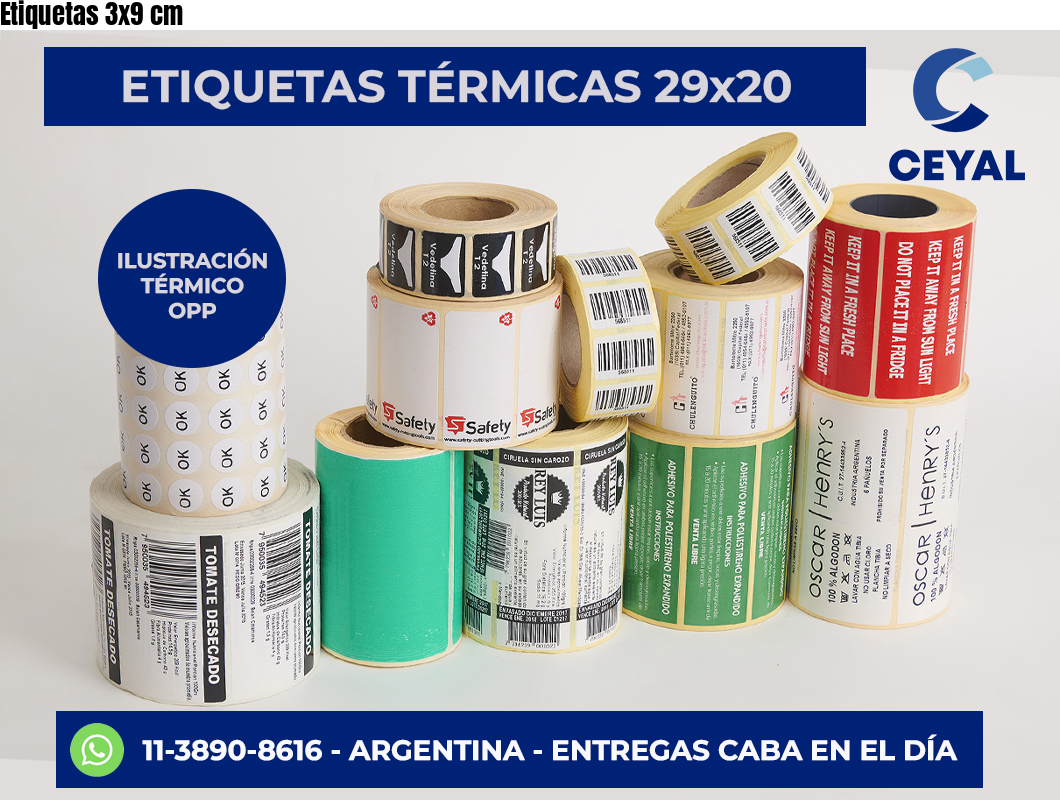 Etiquetas 3×9 cm