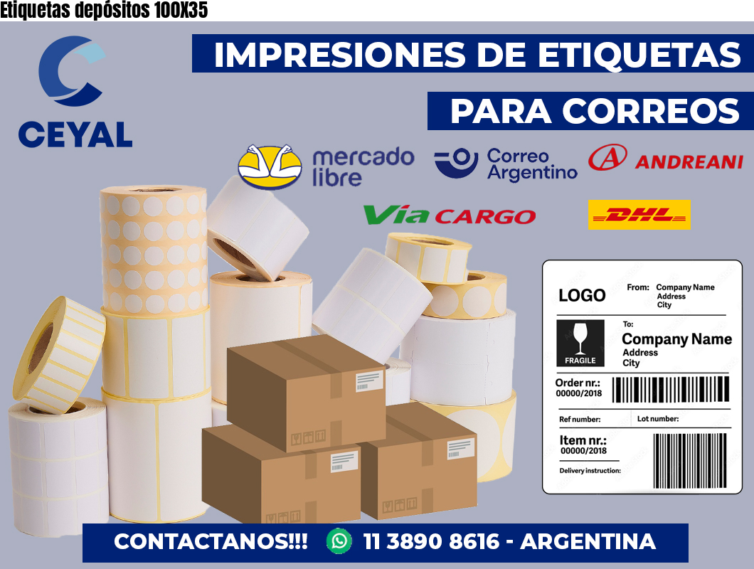 Etiquetas depósitos 100X35