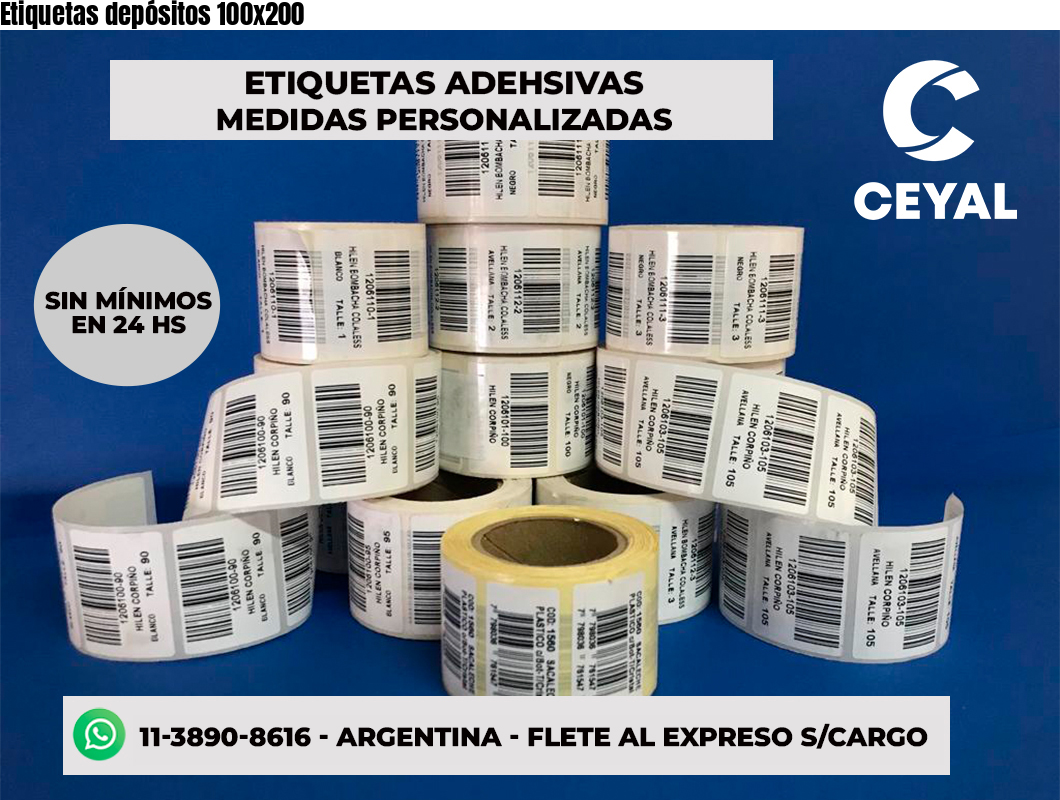 Etiquetas depósitos 100x200