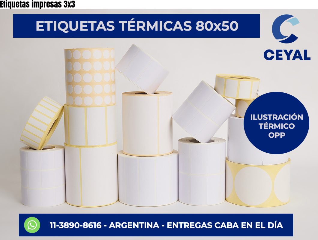 Etiquetas impresas 3×3