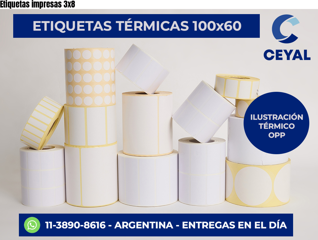 Etiquetas impresas 3×8