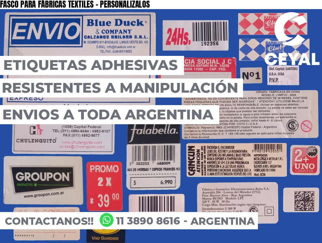 FASCO PARA FÁBRICAS TEXTILES - PERSONALIZALOS