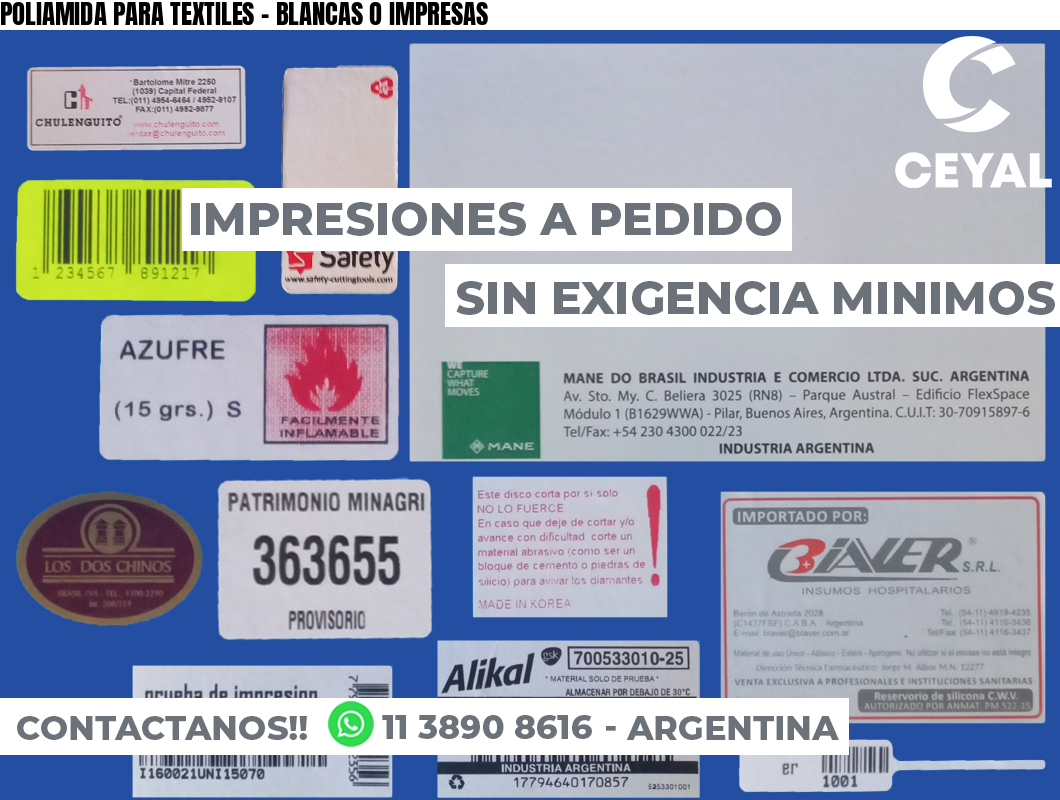 POLIAMIDA PARA TEXTILES - BLANCAS O IMPRESAS
