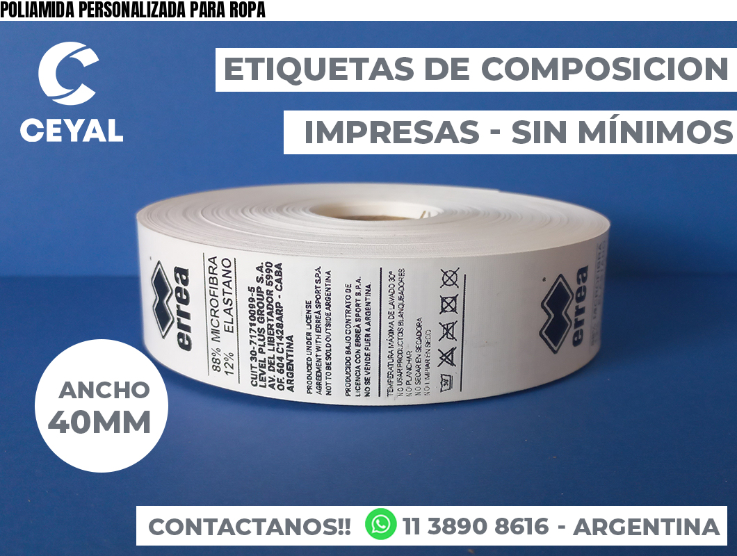 POLIAMIDA PERSONALIZADA PARA ROPA