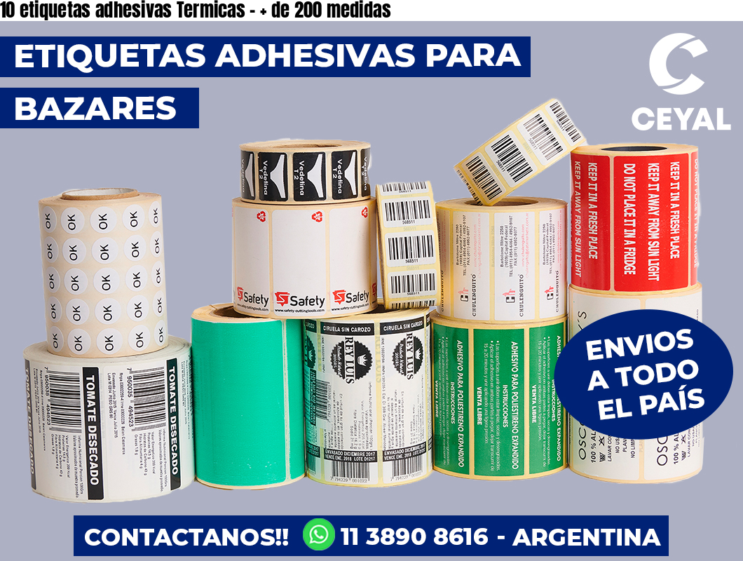 10 etiquetas adhesivas Termicas – + de 200 medidas