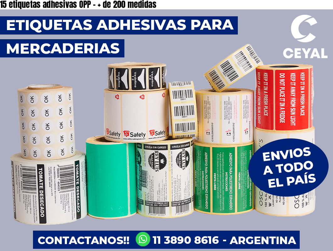 15 etiquetas adhesivas OPP – + de 200 medidas