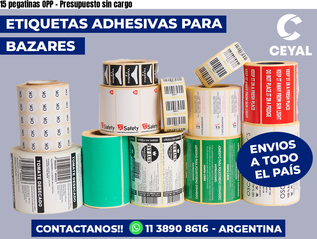 15 pegatinas OPP - Presupuesto sin cargo