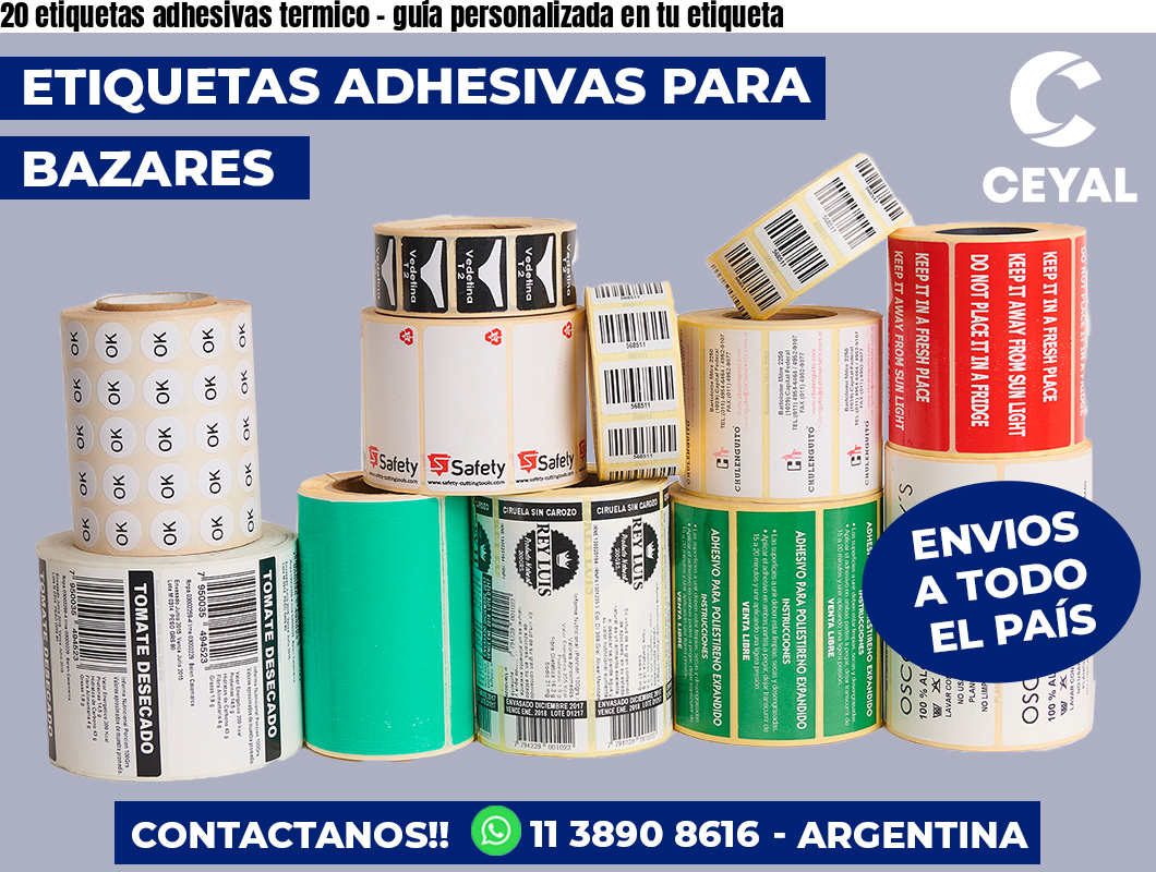 20 etiquetas adhesivas termico - guía personalizada en tu etiqueta