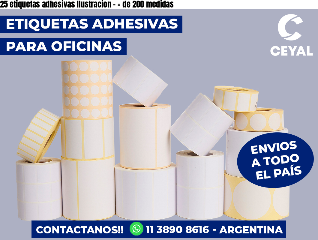 25 etiquetas adhesivas Ilustracion - + de 200 medidas
