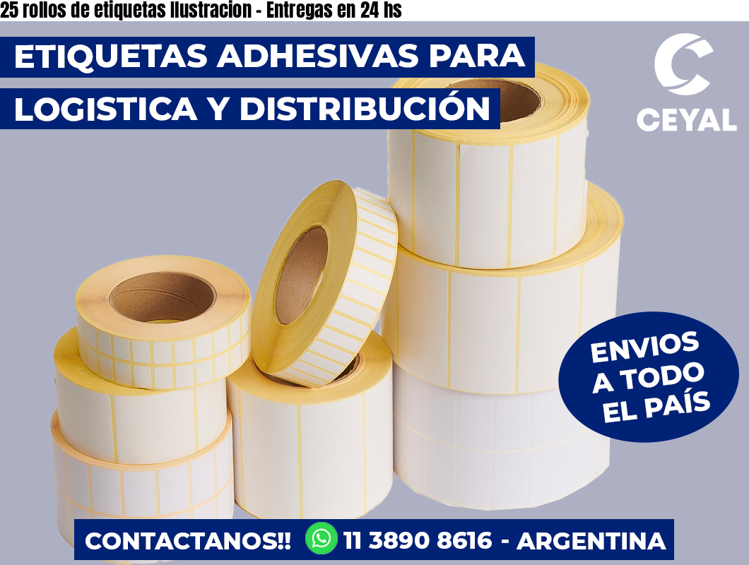 25 rollos de etiquetas Ilustracion - Entregas en 24 hs