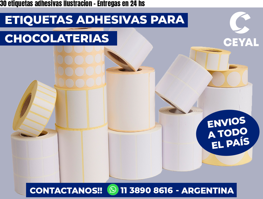30 etiquetas adhesivas Ilustracion - Entregas en 24 hs