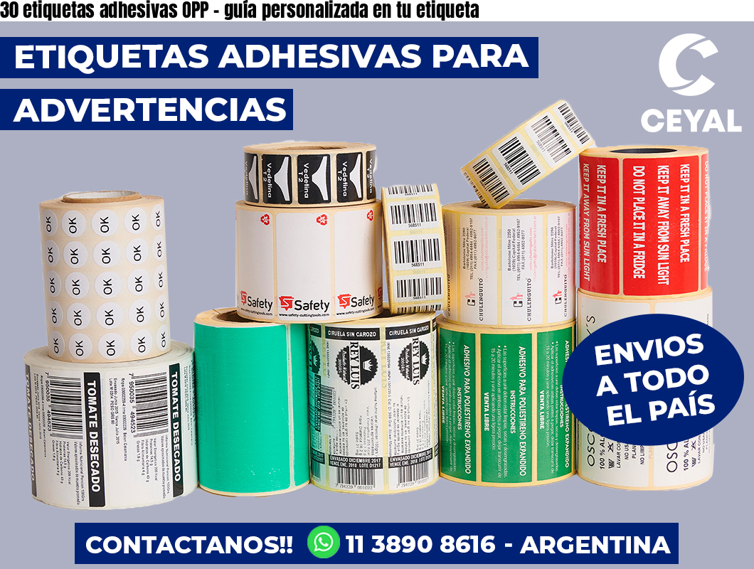 30 etiquetas adhesivas OPP – guía personalizada en tu etiqueta