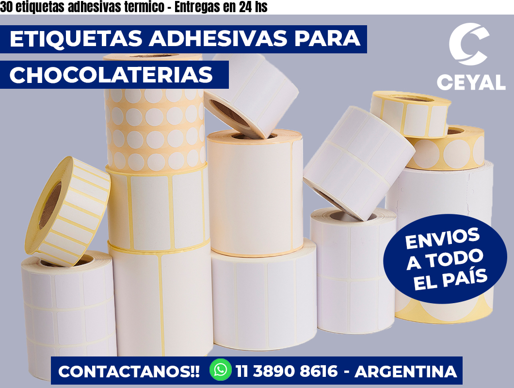 30 etiquetas adhesivas termico - Entregas en 24 hs