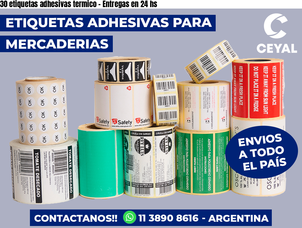 30 etiquetas adhesivas termico – Entregas en 24 hs