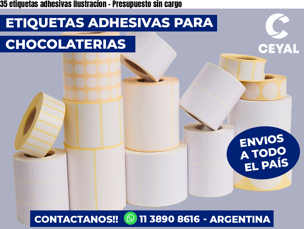 35 etiquetas adhesivas Ilustracion - Presupuesto sin cargo