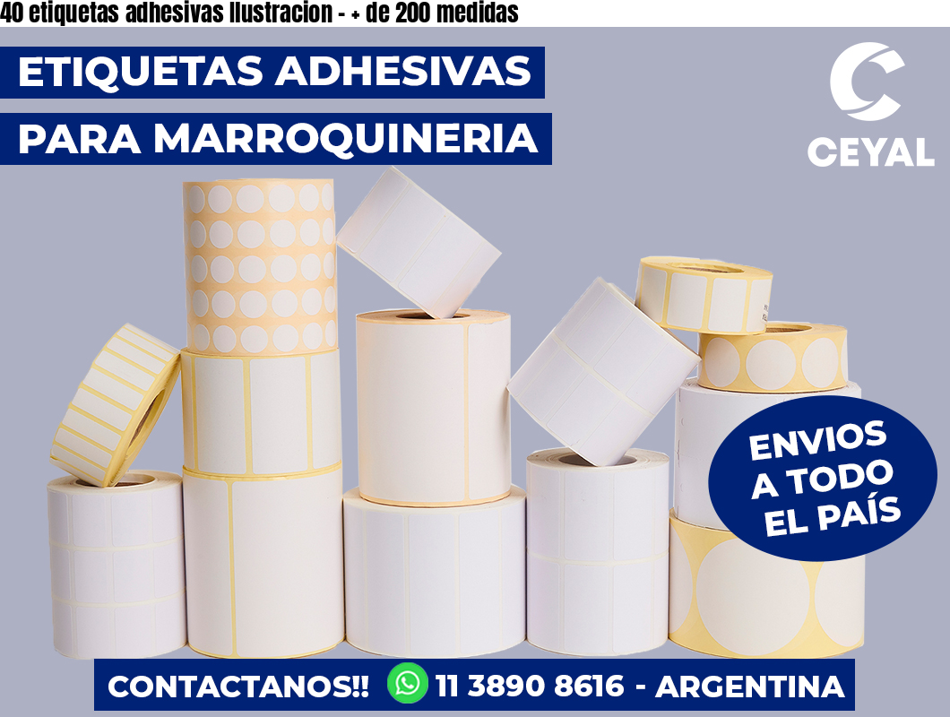 40 etiquetas adhesivas Ilustracion - + de 200 medidas