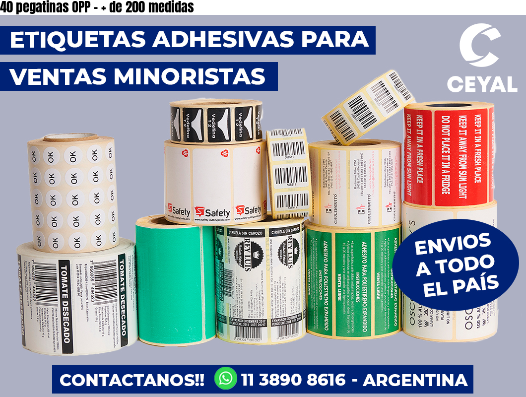 40 pegatinas OPP - + de 200 medidas