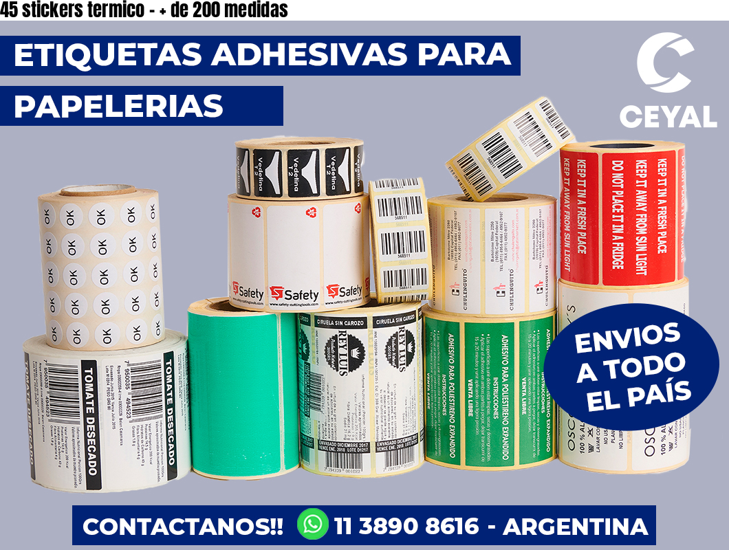 45 stickers termico - + de 200 medidas