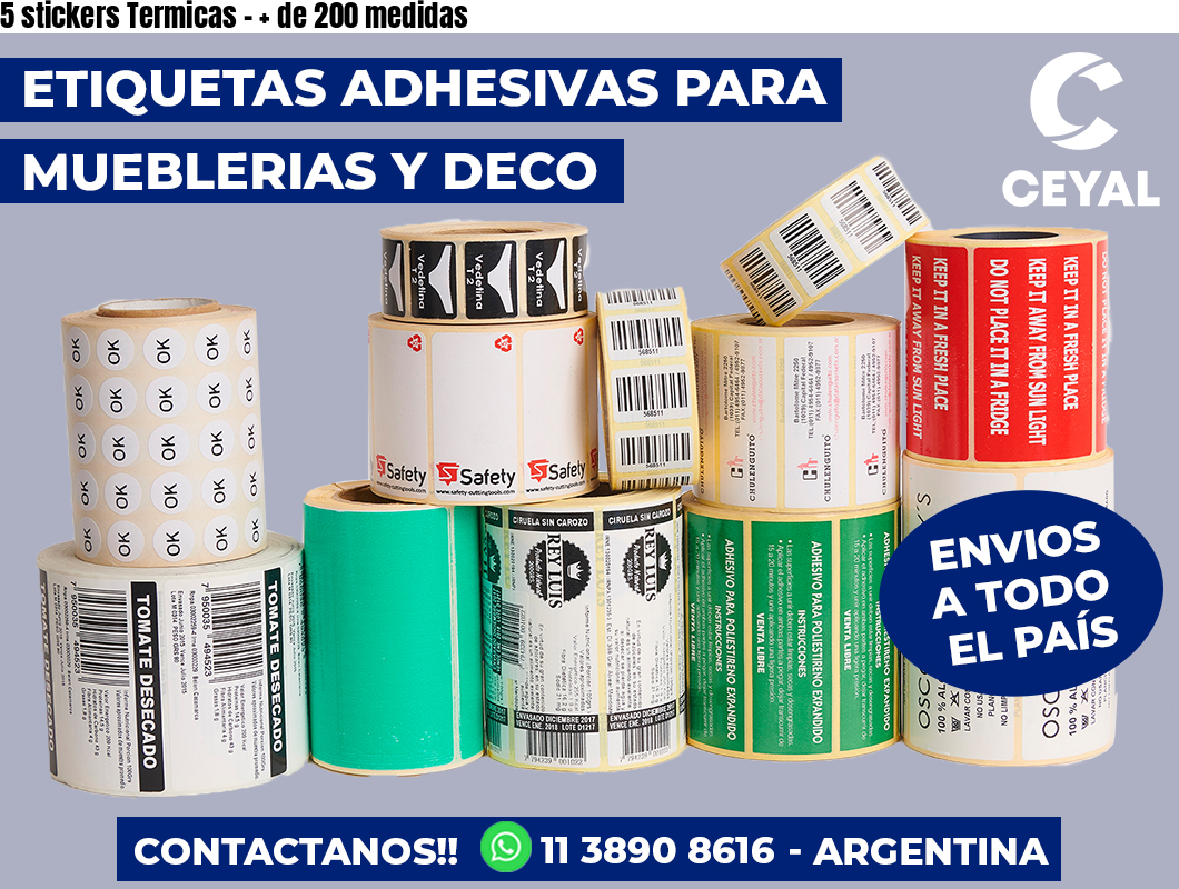 5 stickers Termicas - + de 200 medidas