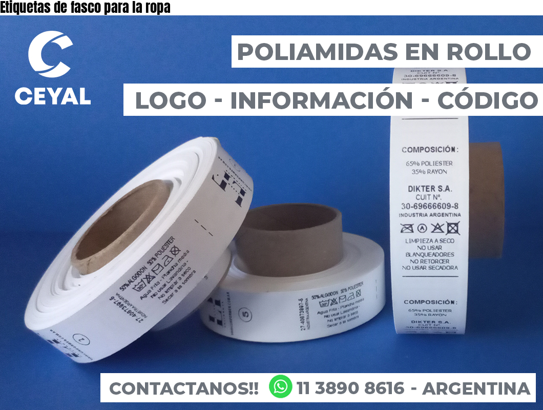 Etiquetas de fasco para la ropa