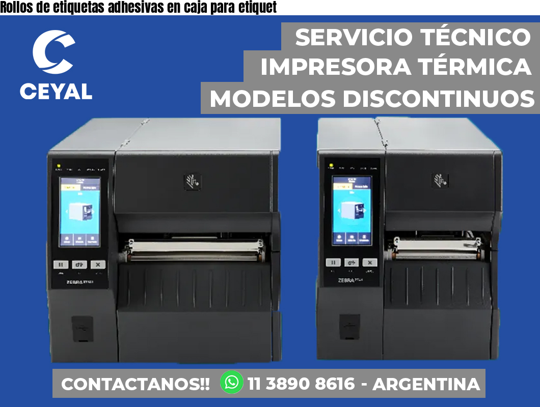 Rollos de etiquetas adhesivas en caja para etiquet